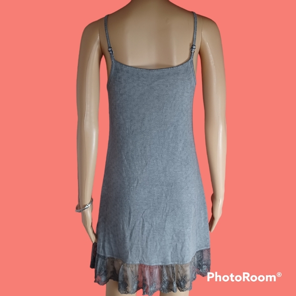 Z Supply Lightweight Gray Cami Dress with Lacy Bottom - Picture 3 of 5